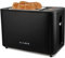 KLAMER Toaster mit Brötchenaufsatz, hochwertiger 2 Scheiben-Toaster, 6 Bräunungsgrade, Touch Display, mit Krümelschublade, Matt Schwarz