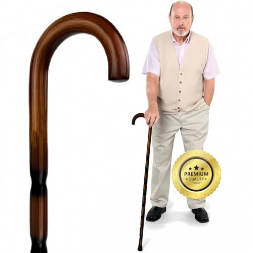 OrtoPrime Bastón de Madera Antideslizante para Mayores - Elegante y Ortopédico para Hombre y Mujer - Robusto Apoyo para Ancianos