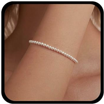 Allereya Boho-Hochzeitsperlenarmband Perlenarmband Weißes Perlenkettenarmband Elastische Perlenarmbänder Kleines Perlenstretcharmband Perlenhandkettenarmband Schmuck Für Frauen