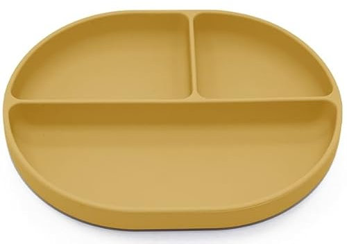 Assiette à ventouse en silicone pour bébés et tout-petits – Design antidérapant avec base à ventouse, plaque ovale pour le sevrage et l'utilisation de chaise haute – Sans BPA, hypoallergénique, facile