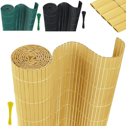 XMTECH Brise-vue en PVC - Clôture de protection - Résistant aux intempéries - 200 * 300 cm - En bambou - Clôture de protection en PVC - Clôture en PVC - Protection contre le vent pour jardin, balcon