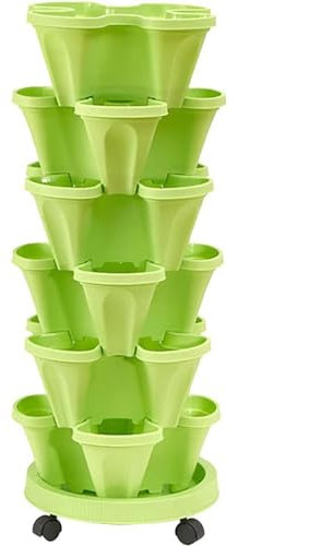 Fioriera per fragole impilabile a 6 livelli, torre verticale da giardino per interni ed esterni, perfetta per coltivare verdure, erbe e piante grasse