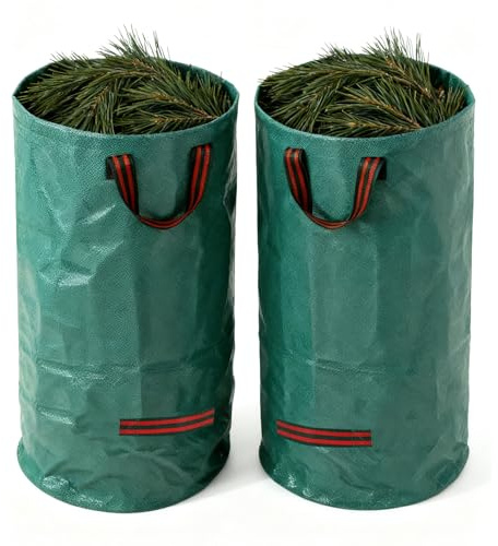 2 sacchi per rifiuti da giardino, stabili, 120 l, sacco da giardino, sacco per foglie, sacco per rifiuti verdi, sacco da giardino con manici, riutilizzabili e pieghevoli, per rifiuti da giardino