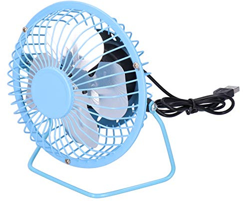 Qcwwy Mini Ventilatore da Tavolo con Struttura in Ferro, Rotazione di 360 Gradi, Funzionamento Ultra Silenzioso, Design Silenzioso per Casa e Ufficio (BLUE)