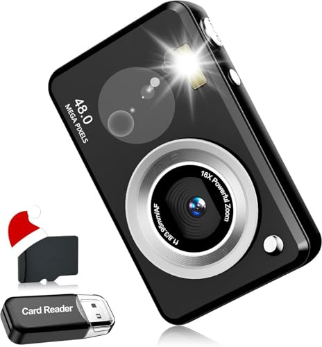 Macchina Fotografica Digitale FHD 1080p, Scheda Memoria 32GB, Zoom 16x, Fotocamera Digitale Portatile Con Batteria 1300mAh, Schermo 2,4Pollici E Macchina Fotocamera Bambini (Regalo Natale Bambini).