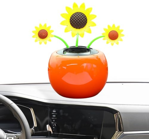 Suxdlan Flores danzantes solares Que sacuden la Cabeza, Adornos para Coche, Juguete con energía Solar para decoración de Escritorio de Oficina, Girasol