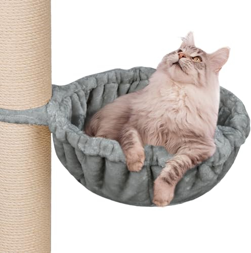 HAPPYPET Universal XXL Liegemulde für Kratzbaum Ø 45 cm - Schlafmulde für große Katzen, Maine Coon, Stabil bis 20 kg Traglast, Hängematte, Katzenliege, Katzenmulde, Grau