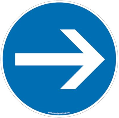 AUA SIGNALETIQUE - Panneau Sens obligatoire - Ø 450 mm, Aluminium Dibond 3mm