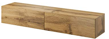 Furniture24 Tv Schrank Vigo 180 cm Länge, Hängeschrank, Wandschrank, Fernsehentisch mit 2 Klapptüren, Lowboard, Grifflose Öffnen, Push to Open (Wotan Eiche)