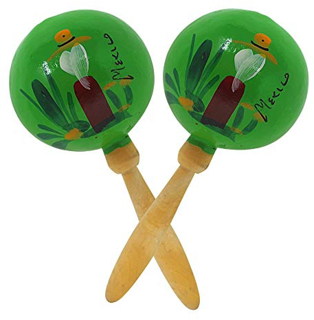 Needzo Maracas Musical Instrument, Large Colorful Wooden Pair with Hand Painted Flower Design, Latin Percussion for Adults, 8 Inches