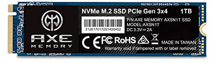 AXE MEMORY 1TB NVMe M.2 2280 PCIe Gen 3x4 Internal SSD Solid State Drive