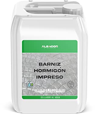 Barniz - Resina para Hormigón Impreso -10L- al Agua | Indicado para la Protección, Sellado, Decoración de Pavimentos Impresos Creando una Película Transparente e Incolora (10 Litros)