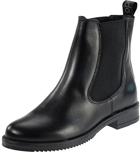 Palado Chelsea Boots Damen Paros P – gefertigt aus edlem Rindsleder – Made in Portugal – stilvoll leicht gefüttert – robuste TPR-Sohle für sicheren Halt Schwarz Black Shiny UK5,5 - EU38