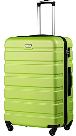 COOLIFE Koffer Groß für Aufgabegepäck, Geschäftsreise, 77cm XL, PC+ABS, Hartschale, Leicht Robuster, Rollkoffer mit 360° Spinner Räder, YKK Reißverschluss, TSA Zahlenschloss, Apple Green