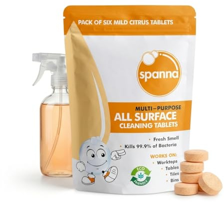 Anti-Bac - Multi-Purpose,All Purpose Surface Cleaning Tablets- kitchen cleaner - x6 500ml Refills, Use On Kitchens & Most Surfaces + Eco friendly