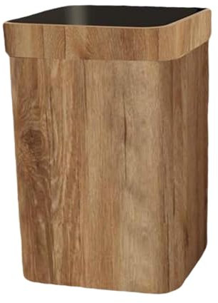 EKOKIM Cestino Rustico Con Venature Del Legno Pattumiera Quadrata Cestino per La Carta Straccia Per Ufficio per La Spazzatura Contenitore per La Spazzatura per La Casa Cucina (D: 24.5x28cm)