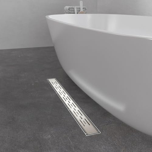 GY Bath Canalina Di Scarico Doccia 60cm,Scarico Doccia a Pavimento con Dispositivo Deodorante e Filtro Per Capelli Sifone in Acciaio Inox-Forma H