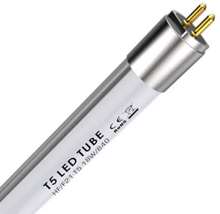 IHYCTV Tubo LED T5, 84,9 cm, F21T5, 18 W, 2050 lm, 4000 K, 840, bianco freddo, riempimento 39 W, fluorescente G5, compatibile con EVG, installazione diretta, antiriflesso 140°, 1 pezzo