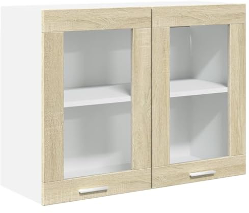vidaXL Hängeglasschrank Lyon Sonoma-Eiche 80x31x60 cm Holzwerkstoff, Hängeschrank, Einbauküche, Küchenzeile, Küchenmöbel, Oberschrank, Küchenschrank