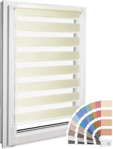 Home-Vision Premium DuoRollo Klemmfix ohne Bohren Creme B45 x H130cm