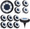 Lámparas Solares de Suelo para Exterior - 8 LEDs Impermeables, Iluminación Solar para Jardín, Césped, Entrada, Camino y Patio (Blanco, 12 unidades)