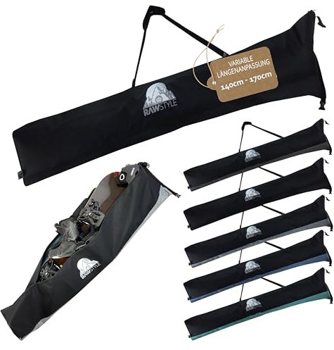 Rawstyle Snowboardtasche variabel Tasche für Snowboard universal anpassbar Erwachsene 140-170cm wasserdicht Wintersport für Zubehör Boots Helm Maxi (Uni schwarz)