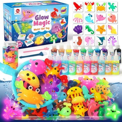Mocoosy Brilla en la oscuridad Kit de gel de agua mágico, Aqua Gelz 3D Elfo Mágico de Agua Set con 20 Colores &16 Formas, Magic Water Elf, DIY Juguetes Creativos Regalo para Niños Niñas 4 5 6 7 8 Años