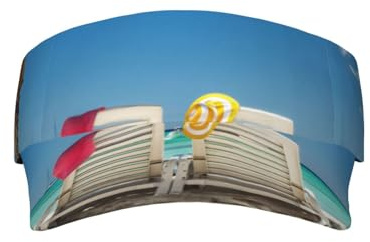 WXWJSHMGC Beach Palm Tree Chairs Boats Print Sun Visor Cap - Women Ponytail Baseball Cap, Sport Outdoor Plain Visor Hat, Adjustable Twill Golf Tennis Hats Black