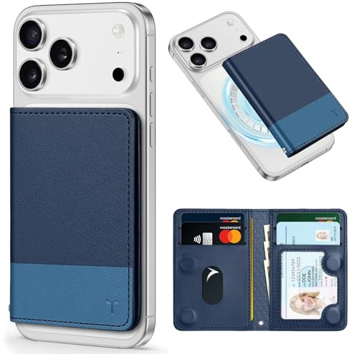 TUCCH Magnetic Wallet for Magsafe iPhone, 6 Card Holders, Blue & Lake Blue | RFID Blocking, Flip Card Case, Clear ID Window, PU Leather, for iPhone 18 Pro/18 Pro Max, for iPhone 17/17e/16/15/14/13/12