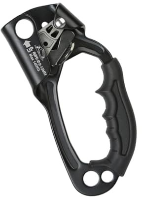 Zanthicia Ascensor de Escalada Manual para Exteriores con Agujeros para Colgar, Equipo de rapel, Abrazadera Cuerda 8-12mm para mochilero Trabajo, Negro Derecha