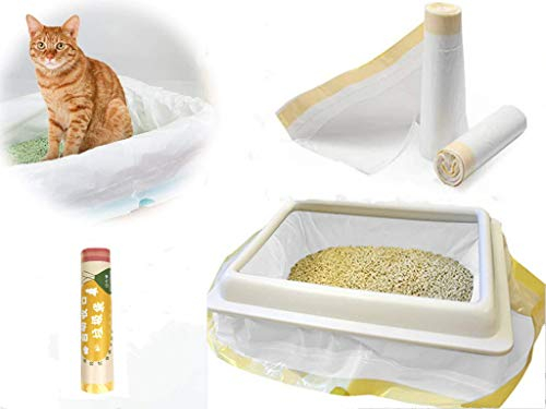Manfâ 14 Sacs à Litière Extra Épais (32μm) pour Chat - 915x457 mm - Résistants aux Griffes + 8 Sacs Poubelle Offerts - Lot de 2 Rouleaux - Anti-Fuites & Anti-Odeurs