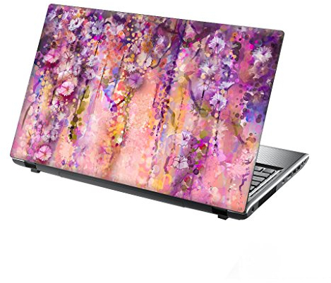 TaylorHe 13-14 inch Laptop Skin Vinyl Decal with Colorful Patterns and Leather Effect Laminate MADE IN England Colourful Flowers