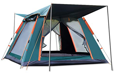 Ergocar Tenda Campeggio 3-4 Persone Ultra-Leggero Tenda Impermeabile Antivento a Cupola Leggera con Veranda per Campeggio Escursioni Arrampicata (Verde, Vinile)