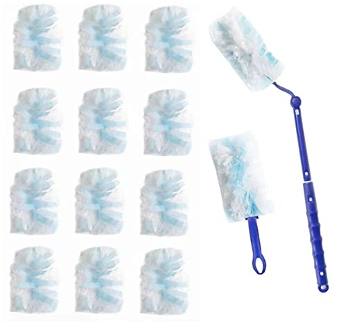 SUZZYVINE Disposable Duster with a Long Handle and a Short Handle, 15 Fluffy Duster Refills.