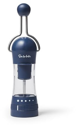 Sur La Table Spice Ratchet Mill Grinder with 5 Adjustable Coarse settings, Navy