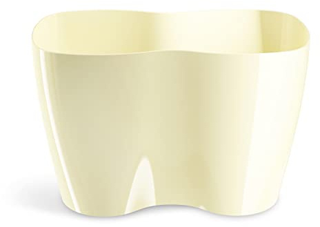 Tymar Doppelter Orchideentopf, Übertopf, Blumentopf, Kräutertopf, Pflanzentopf aus Kunststoff, Moderne, schlanke, Runde Form (Creme doppelt, 23,5 cm x 12 cm)