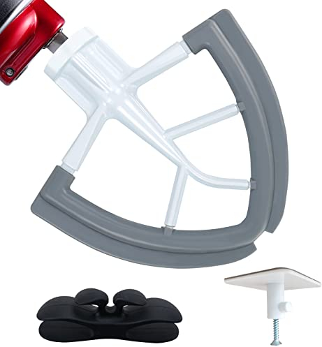 Frusta piatta per KitchenAid Accessorio, Agitatore a bordo flessibile per KitchenAid, accessori per miscelatore verticale con testa inclinata da 4.5-5 Qt