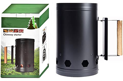 AMONIDA Kaminanzünder, Edelstahl-Kamin-Holzkohle-Anzünder für Camping Zum Grillen Im Freien (Schwarz)