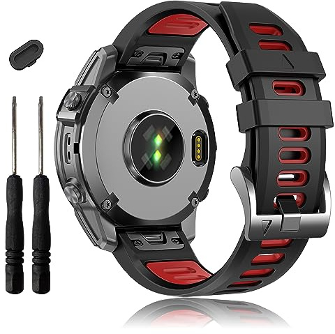 EZMVZKU 26mm Bracelet Silicone pour Garmin Fenix 8/8 Pro 51mm/7X/7X Pro/6X/6X Pro/5X Plus, Quickfit Bracelets de Montre Compatible avec Enduro 3/2/Epix Pro/Descent Mk3i/quatix 8/Tactix 8 AMOLED 51mm