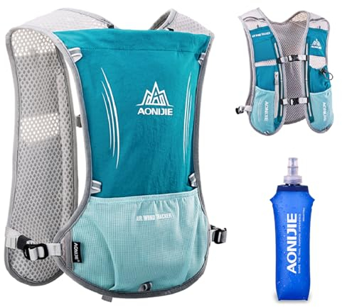 TRIWONDER 5L Ultraleichter Trinkrucksack, Trail Run Rucksack Trinkweste, Hydration Pack Fahrradrucksack für Marathon, Laufen, Camping, Wandern (Hellblau - mit 500ml Trinkflasche, Einheitsgröße)
