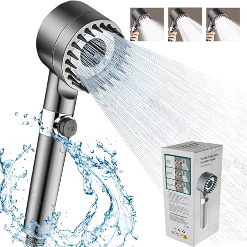 Hochdruck-Duschkopf mit Filter, Tomario gefilterte Handbrause für hartes Wasser, mehrere Sprühmodi, Duschkopf mit Wasserstopptaste für bequeme Benutzung
