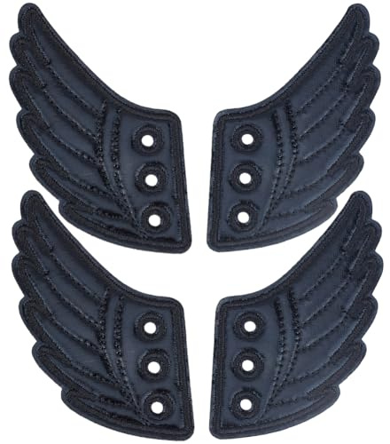 GORGECRAFT 2 Par de Dijes de Alas de Zapatos Negras Brillantes - Tela de Ángel Atractiva Con Decoraciones de Zapatos de Fieltro - Encaje En Alas Para Colocación de Estilo