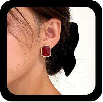 Enautoabs Boemia Smalto Orecchino Quadrato Orecchino A Bottone Oro Rosso Orecchini A Perno Vintage Quadrati Forma Orecchini Gioielli Per Le Donne