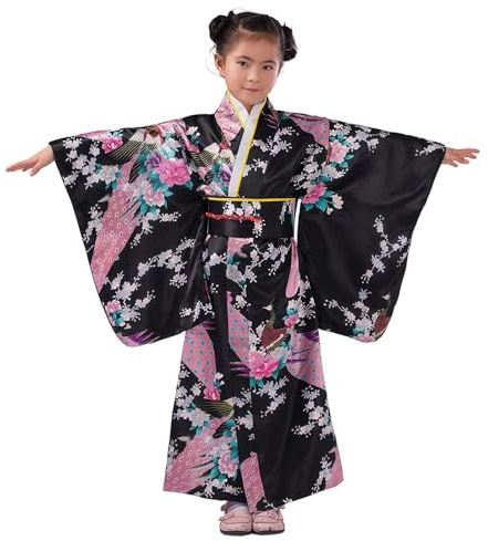 Generisk barnkimono | Traditionell sidenbeklädnad med blommönster, japansk för barn, kostym, för 2–10 år gamla elever födelsedag, teaterföreställning, cosplay, evenemang, möte, fest