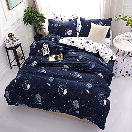 DOTBUY Juego de Funda de Edredón, 3 Piezas Funda Nórdica Microfibra Juego de Cama Cremallera Funda de Almohada (Cama 90-150x200cm, Planeta)