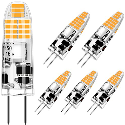 AGOTD G4 LED Bulb, 2W 12V G4 Bi Pin Bulb, G4 Equivalent 20W Bulb Replacement, Warm White 3000K,No-Flicker, Chandelier Lighting/Landscape Lighting/Microwave Lighting(6 Pack)