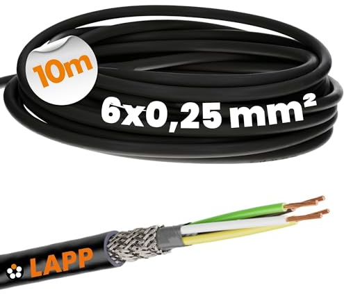 Lapp 1030477 LiYCY - Cavo di controllo schermato 6 x 0,25 mm², resistente ai raggi UV, cavo di segnale a 6 fili, cavo dati per esterni, cavo di saldatura, cavo di collegamento LED, cavo di