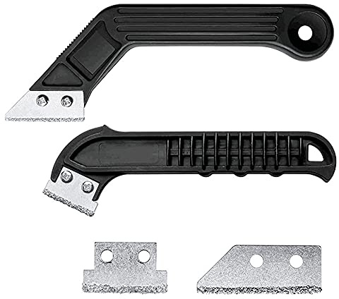 2 Pieces Mortar Remover Mortar Scraper Rake Tool with 8 Replacement Blades Carbide Heavy Duty Tile Mortar Rake Tool