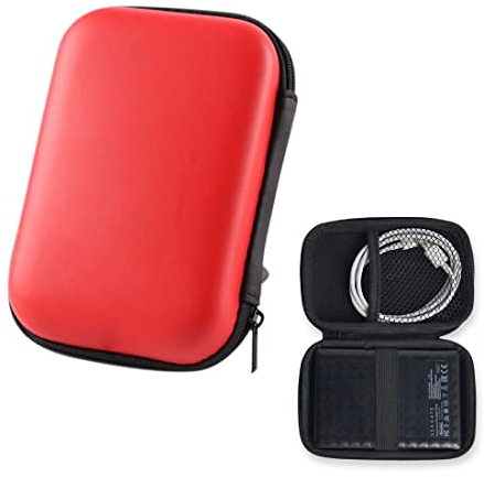 1 pezzi Custodia per Hard Disk Esterno 2.5'',Custodia Hard Disk Esterno 2.5per SDD HDD caso, Memoria Esterna Portatile Disco Esterno Protettiva Borsa Antiurto Rigida Cover Case, Rosso