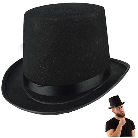 Jorzer Sombrero superior sombrero negro de copa negra tamaño adulto sombrero de copa de top gorro para hombres sombreros de showman formal sombreros halloween accesorio de disfraz de 6.3 pulgadas